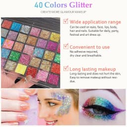 40 Colors Glitter Palette Face Glitter for Women Sparkling Eye Hair Body Paint Glitter Gel for Halloween Christmas