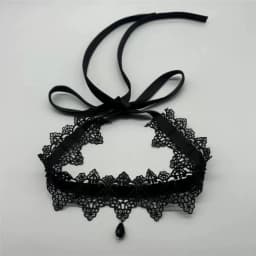 Charm Retro Black Lace Wine Red Velvet Tie Choker Black Teardrop Tassel Necklace for Women Christmas Neck Ornaments Jewelry Gift