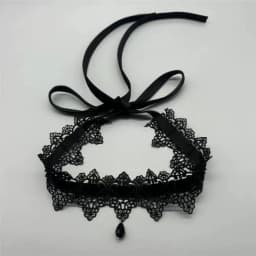 Charm Retro Black Lace Wine Red Velvet Tie Choker Black Teardrop Tassel Necklace for Women Christmas Neck Ornaments Jewelry Gift