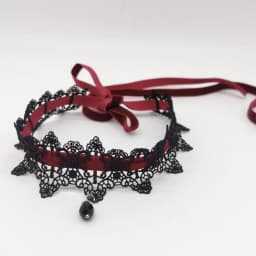 Charm Retro Black Lace Wine Red Velvet Tie Choker Black Teardrop Tassel Necklace for Women Christmas Neck Ornaments Jewelry Gift
