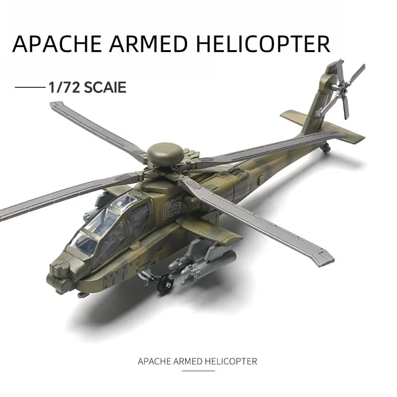 1:72 AH-64 Apache Attack Helicopter Model Creative Military Series Building Blocks Decor Assembled Toys For Boys Christmas Gifts