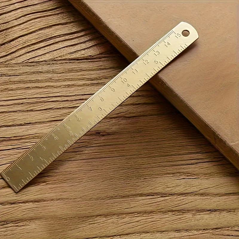 2pcs/1pc 6In Brass Ruler, 1mm Thick Dual-Scale English &Metric with Engraved Markings, Handle & Hole for Hanging, Christmas Gift