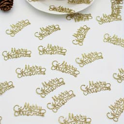 100pcs/Set Golden Glitter Merry Christmas Table Confetti Scatter for Xmas Christmas Holiday Party Favor Decorations Supplies
