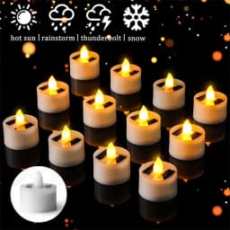 Solar Powered Tea Candles LED Lighting Smokeless Outdoor Lighting Reusable Waterproof Flameless Candles Hallown Christmas