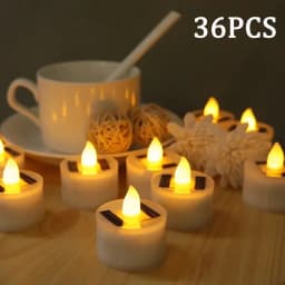 Solar Powered Tea Candles LED Lighting Smokeless Outdoor Lighting Reusable Waterproof Flameless Candles Hallown Christmas