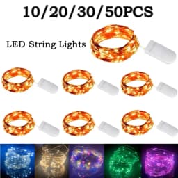 30/50 Pcs 1-5M LED String Lights Waterproof Led Copper Wire Fairy Lights Battery Operated DIY Christmas Party Decoration Lights