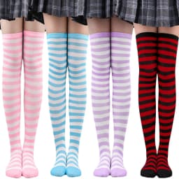 Striped Long Socks Women Over Knee High Stockings Christmas Halloween Cosplay Anime Performance Party Pinstripe Socks Gifts New