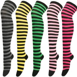 Striped Long Socks Women Over Knee High Stockings Christmas Halloween Cosplay Anime Performance Party Pinstripe Socks Gifts New