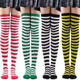 Striped Long Socks Women Over Knee High Stockings Christmas Halloween Cosplay Anime Performance Party Pinstripe Socks Gifts New