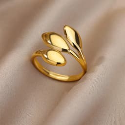 Irregular Hollow Opening Rings For Women Stainless Steel Gold Color Geometric Ring Fashion Simple Party Christmas Jewelry Gift