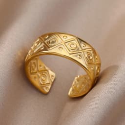 Irregular Hollow Opening Rings For Women Stainless Steel Gold Color Geometric Ring Fashion Simple Party Christmas Jewelry Gift