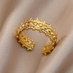 Irregular Hollow Opening Rings For Women Stainless Steel Gold Color Geometric Ring Fashion Simple Party Christmas Jewelry Gift