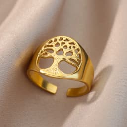 Irregular Hollow Opening Rings For Women Stainless Steel Gold Color Geometric Ring Fashion Simple Party Christmas Jewelry Gift