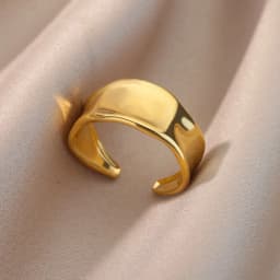 Irregular Hollow Opening Rings For Women Stainless Steel Gold Color Geometric Ring Fashion Simple Party Christmas Jewelry Gift