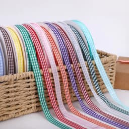 50 Yards 10mm Gingham Ribbons for Wedding Christmas Party Decorations Gifts Wrapping DIY Crafts Bow Hair Plaid Ribbon Packaging