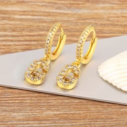 Nidin Hot Sale Initial A-Z Letters Mini Small Hoop Earrings Gold Color Zircon Jewelry Alphabet Fashion Christmas New Year Gift
