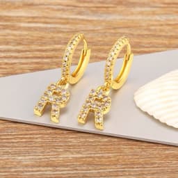 Nidin Hot Sale Initial A-Z Letters Mini Small Hoop Earrings Gold Color Zircon Jewelry Alphabet Fashion Christmas New Year Gift