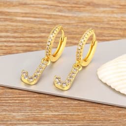 Nidin Hot Sale Initial A-Z Letters Mini Small Hoop Earrings Gold Color Zircon Jewelry Alphabet Fashion Christmas New Year Gift