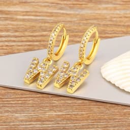 Nidin Hot Sale Initial A-Z Letters Mini Small Hoop Earrings Gold Color Zircon Jewelry Alphabet Fashion Christmas New Year Gift