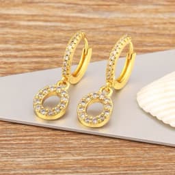 Nidin Hot Sale Initial A-Z Letters Mini Small Hoop Earrings Gold Color Zircon Jewelry Alphabet Fashion Christmas New Year Gift
