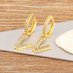 Nidin Hot Sale Initial A-Z Letters Mini Small Hoop Earrings Gold Color Zircon Jewelry Alphabet Fashion Christmas New Year Gift