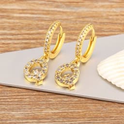 Nidin Hot Sale Initial A-Z Letters Mini Small Hoop Earrings Gold Color Zircon Jewelry Alphabet Fashion Christmas New Year Gift