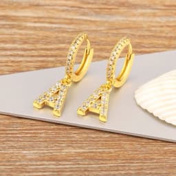 Nidin Hot Sale Initial A-Z Letters Mini Small Hoop Earrings Gold Color Zircon Jewelry Alphabet Fashion Christmas New Year Gift