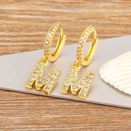 Nidin Hot Sale Initial A-Z Letters Mini Small Hoop Earrings Gold Color Zircon Jewelry Alphabet Fashion Christmas New Year Gift