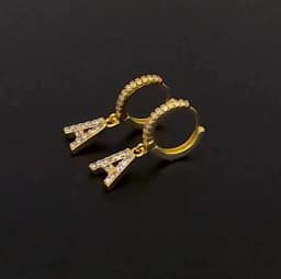 Nidin Hot Sale Initial A-Z Letters Mini Small Hoop Earrings Gold Color Zircon Jewelry Alphabet Fashion Christmas New Year Gift