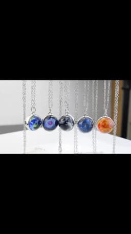 Solar System Planet Necklace Moon Earth Jupiter Neptune Mars Venus Mercury Glass Ball Pendant Necklace Fashion Christmas Gift