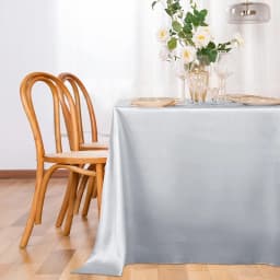 1PC Silver Satin Tablecloth Rectangle Silk Smooth Fabric Table Cloth for Christmas Dinner Wedding Party Banquet Table Decoration
