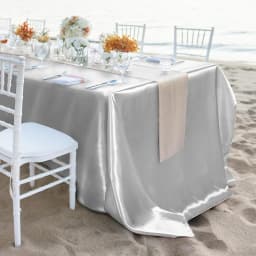 1PC Silver Satin Tablecloth Rectangle Silk Smooth Fabric Table Cloth for Christmas Dinner Wedding Party Banquet Table Decoration