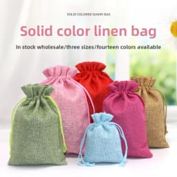 50pcs/lot Linen and Jute Drawstring Bag 7x9/10x14/13x18cm Jewelry Packaging Wedding Candy Christmas Party Gift Storage Bag