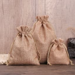 50pcs/lot Linen and Jute Drawstring Bag 7x9/10x14/13x18cm Jewelry Packaging Wedding Candy Christmas Party Gift Storage Bag