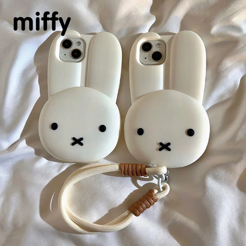 Kawaii Miffy Iphone 11/12/13/14/15/16ProMax Phone Case Silicone Anti-drop Simple All-wrap Soft Case Christmas Toy Gift