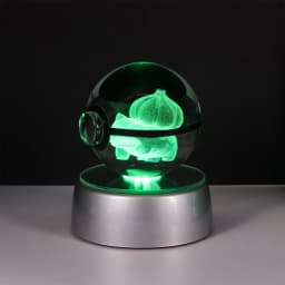 Pokemon 3D Crystal Ball Pikachu Figure Pokeball Engraving Crystal Charizard Model with Led Light Base Toys Anime Christmas Gift