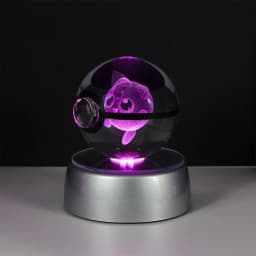 Pokemon 3D Crystal Ball Pikachu Figure Pokeball Engraving Crystal Charizard Model with Led Light Base Toys Anime Christmas Gift
