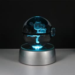 Pokemon 3D Crystal Ball Pikachu Figure Pokeball Engraving Crystal Charizard Model with Led Light Base Toys Anime Christmas Gift