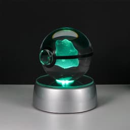 Pokemon 3D Crystal Ball Pikachu Figure Pokeball Engraving Crystal Charizard Model with Led Light Base Toys Anime Christmas Gift