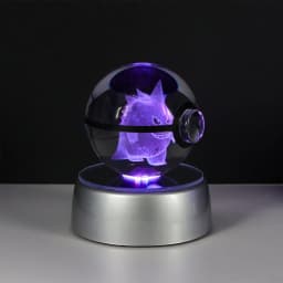 Pokemon 3D Crystal Ball Pikachu Figure Pokeball Engraving Crystal Charizard Model with Led Light Base Toys Anime Christmas Gift