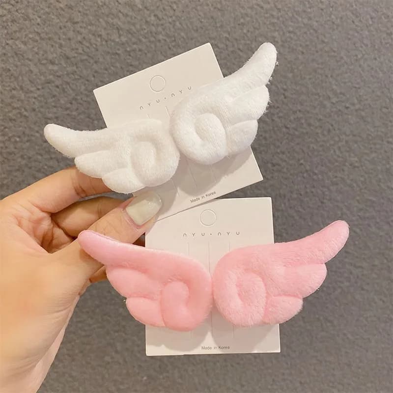 Angel Hair Clips Girls Kids Cartoon Plush Pins Barrette White Wing Hair Hoop Christmas Holiday Dress Up Hairpin Accessories