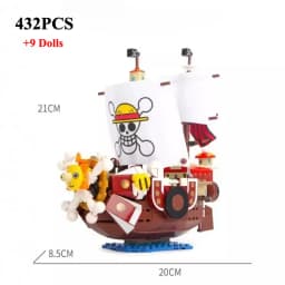 One Piece 1484pcs/432Pcs+9Dolls Thousand Sunny Boat Blocks Cartoon Pirate Ship Bricks Set Toys for Children Christmas Gifts