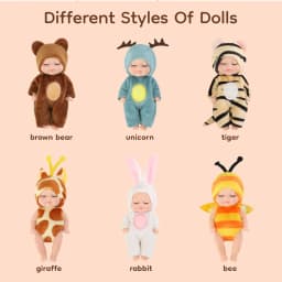 1/6 Pcs 4 Inch Mini Reborn Baby Dolls Toy Set Realistic Baby Doll with Cute Animal Clothes Gifts for Birthday Christmas Exquisit