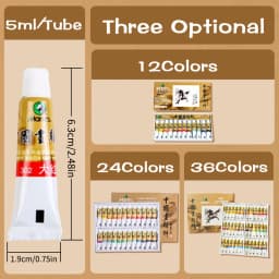 Marie's Chinese Painting Pigment 12/24/36 Colors 5ml/Tube, Watercolor Sumi Painting for Adults, Gift for Thanksgiving & Christma