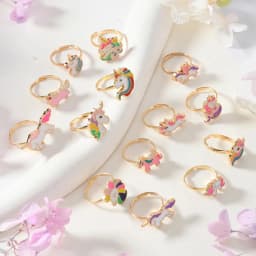 14Pcs Adjustable Rings for Girls Women Cute Cartoon Unicorn Alloy Ring Fashion Beauty Jewelry Christmas New Year Gift for Girl