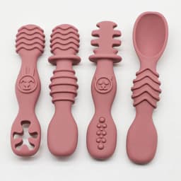 4pcs Silicone baby Food Spoon, Training Spoon for Babies over 6 Months Old, Easy-to-Grip Tableware, Christmas Gift