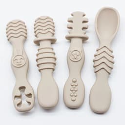 4pcs Silicone baby Food Spoon, Training Spoon for Babies over 6 Months Old, Easy-to-Grip Tableware, Christmas Gift