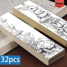 32pcs, Colorable Forest Animal Theme Bookmarks, Christmas, Teacher Gift, Back-To-School Holiday Gifts, Creative Artistic Designs