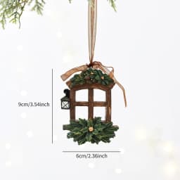 1 Piece Christmas Resin Wreath Bell & Bird Hanging Ornament for Home, Window, Christmas, Holiday and Party Decoration