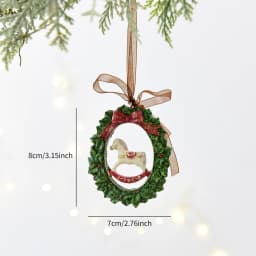 1 Piece Christmas Resin Wreath Bell & Bird Hanging Ornament for Home, Window, Christmas, Holiday and Party Decoration